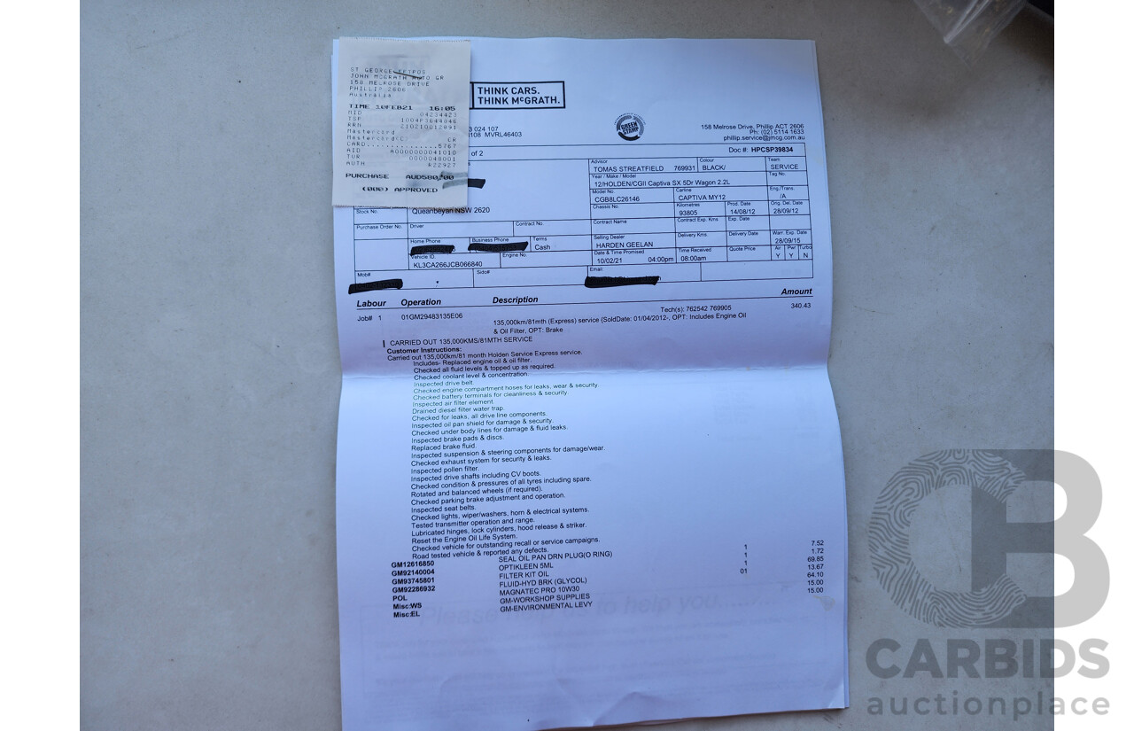 9/2012 Holden Captiva 7 SX (fwd) CG SERIES II 4d Wagon Black 2.2L