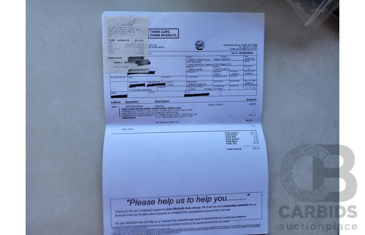 9/2012 Holden Captiva 7 SX (fwd) CG SERIES II 4d Wagon Black 2.2L