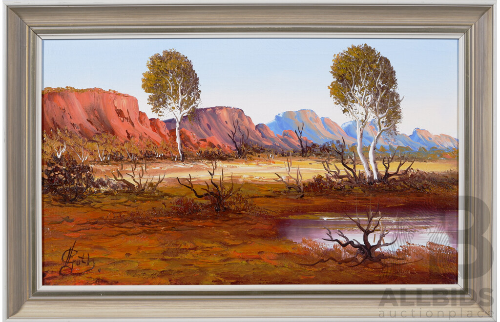 Henk Guth, (20th Century, Dutch-Australian,1921-2003), The Macdonnell Ranges, Oil on Canvas, 38 x 58.5 cm (frame)