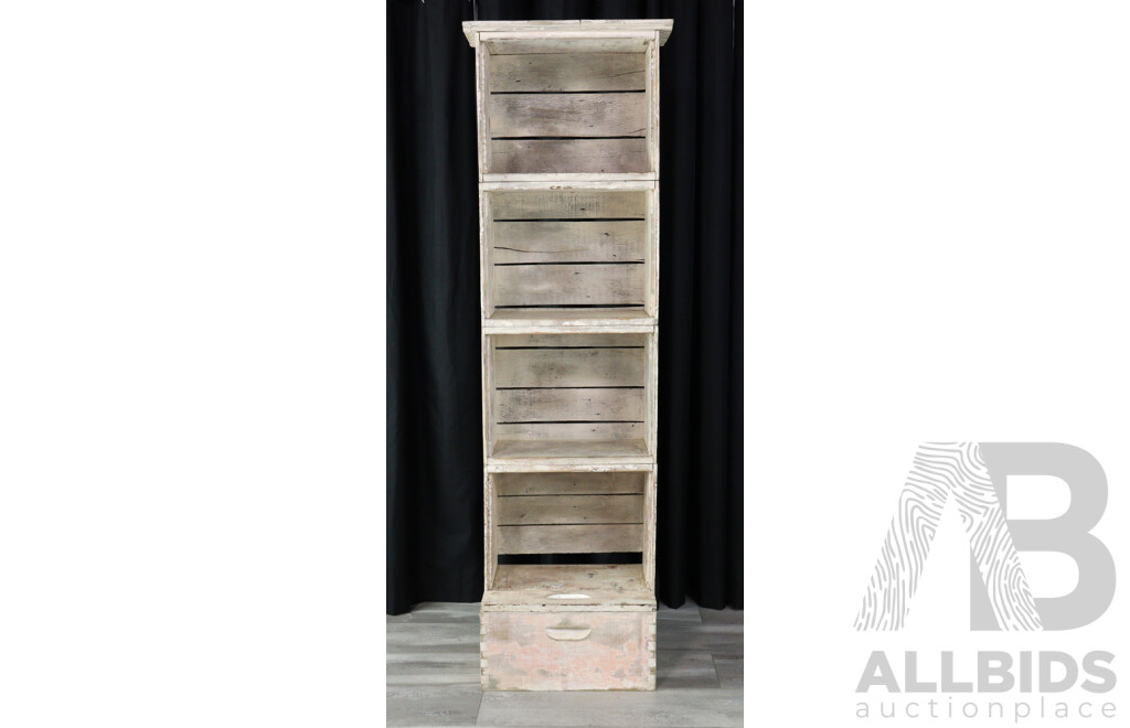 Pair of Rustic Painted Timber Stacking Shelves