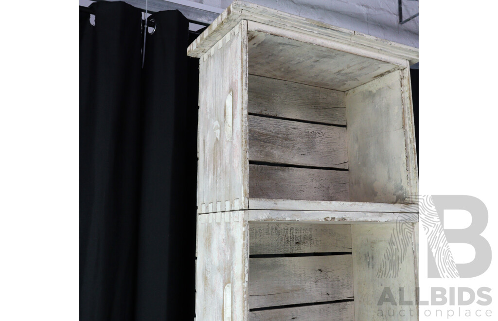 Pair of Rustic Painted Timber Stacking Shelves