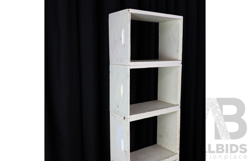 Pair of Rustic Painted Timber Stacking Shelves