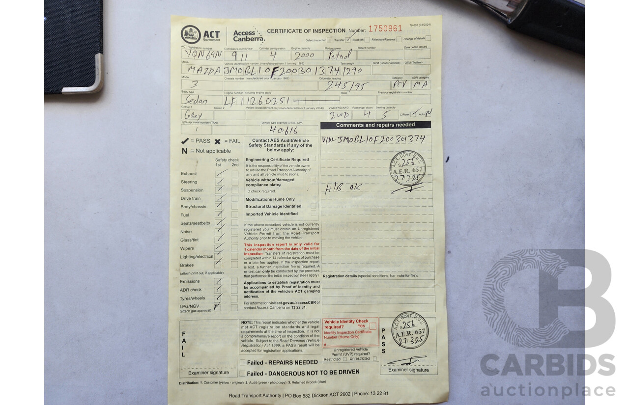 9/2011 Mazda Mazda3 NEO BL 10 UPGRADE 4d Sedan Grey 2.0L