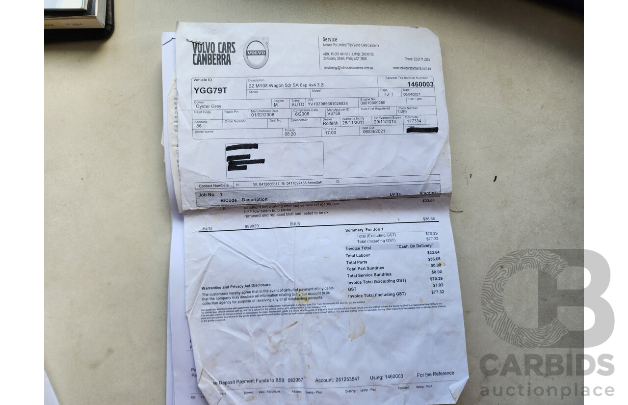 6/2008 Volvo Xc70 3.2 BZ 4d Wagon Bronze 3.2L