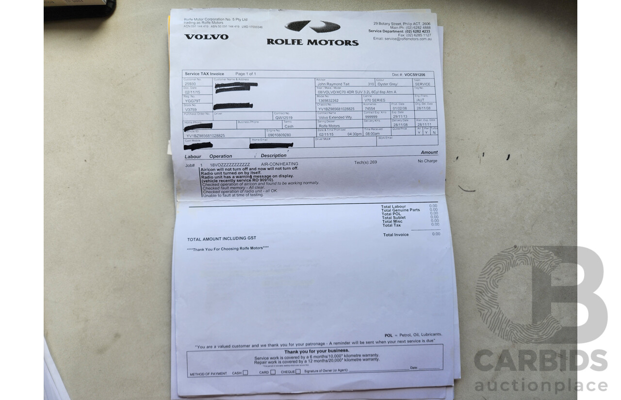 6/2008 Volvo Xc70 3.2 BZ 4d Wagon Bronze 3.2L