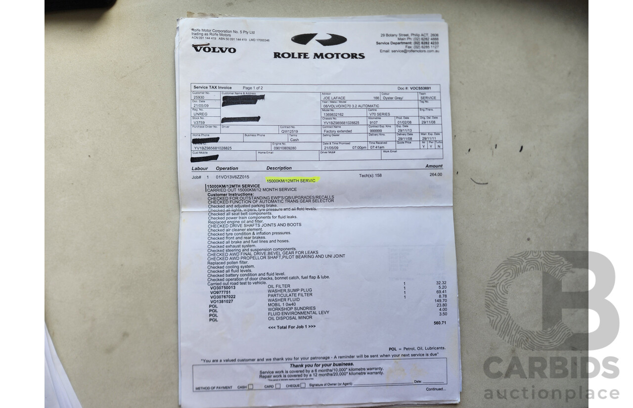 6/2008 Volvo Xc70 3.2 BZ 4d Wagon Bronze 3.2L