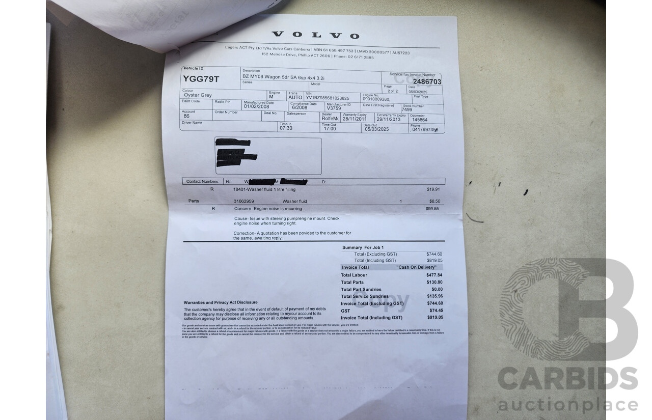 6/2008 Volvo Xc70 3.2 BZ 4d Wagon Bronze 3.2L