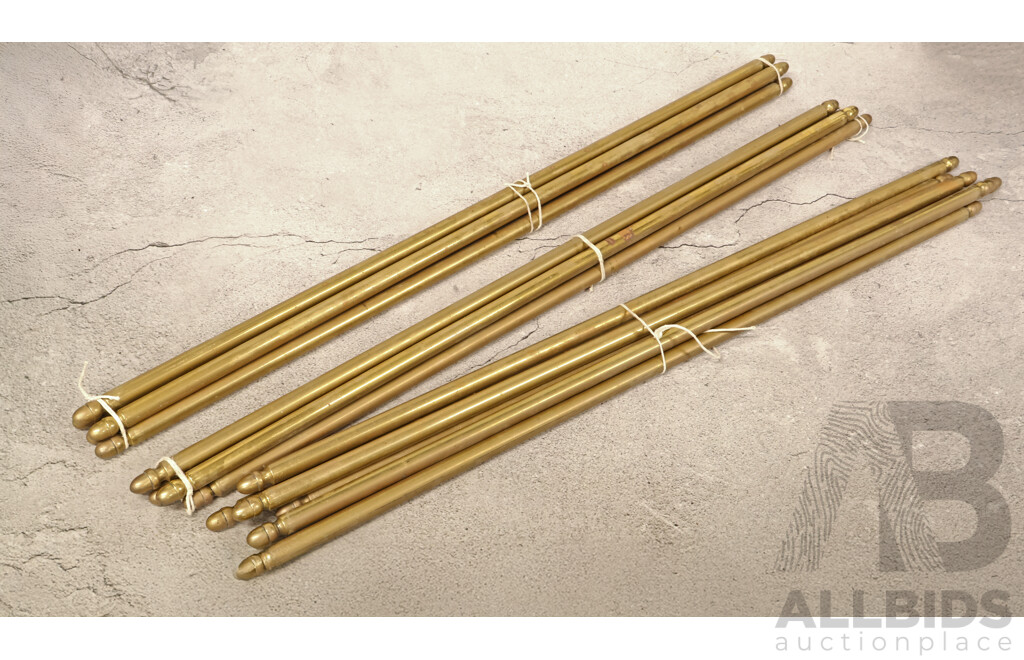 Collection of 16 Solid Brass Stair Rods