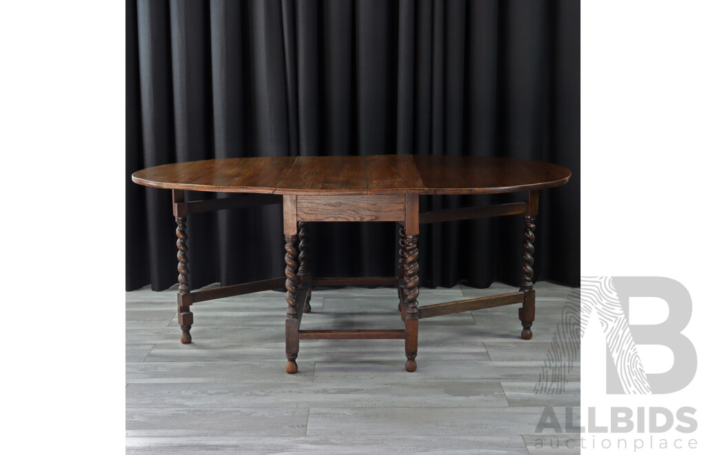 Art Deco Oak Drop Side Table