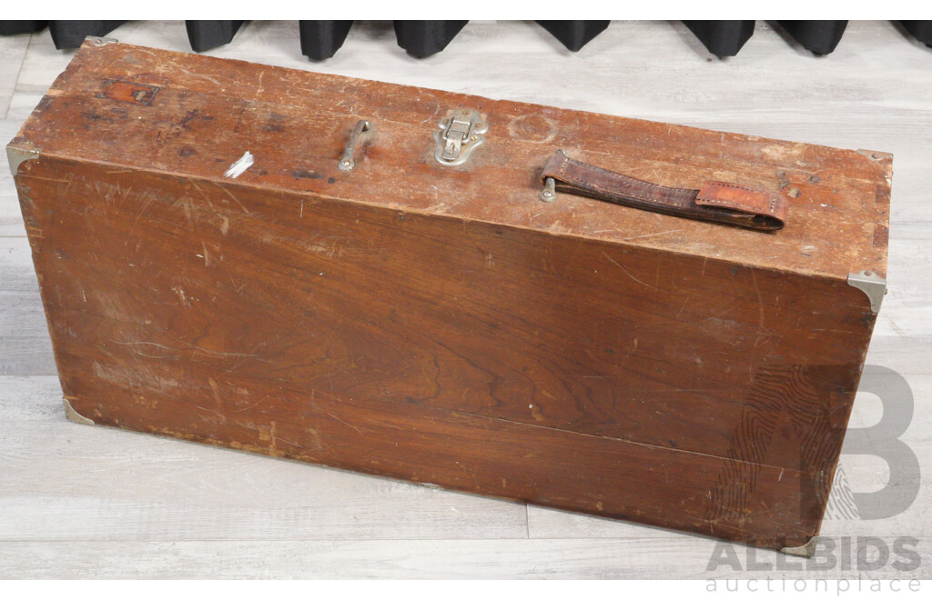 Vintage Wooden Tool Trunk with Selection Tools Including Swedish Chisels, Stanley Planes Including Number 7 and More