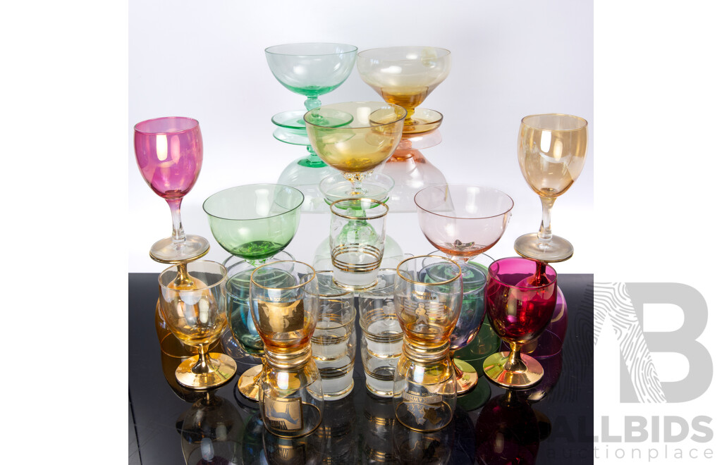 Large Collection Vintage Harlequin Stemware and Tumblers