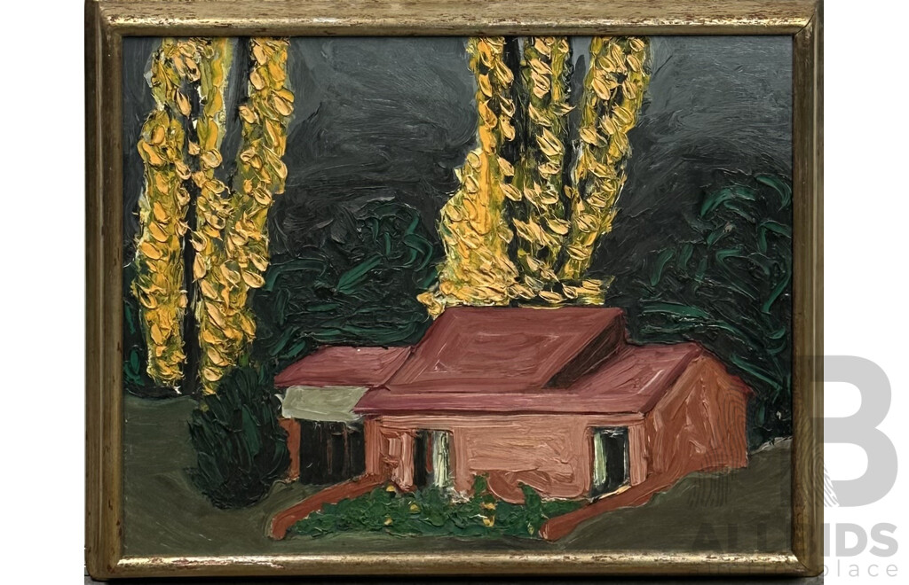 Artist Unknown, (20th Century), House by Trees, Vintage Acrylic on Canvas, 46 x 56 cm (frame)
