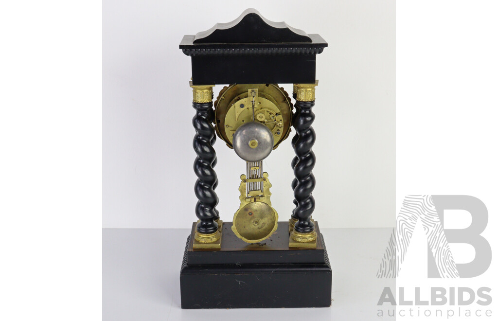 French Blackwood Portico Mantle Clock