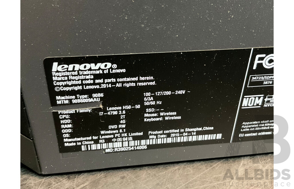 LENOVO H50-50 I7 8GB RAM 256SSD Desktop Tower