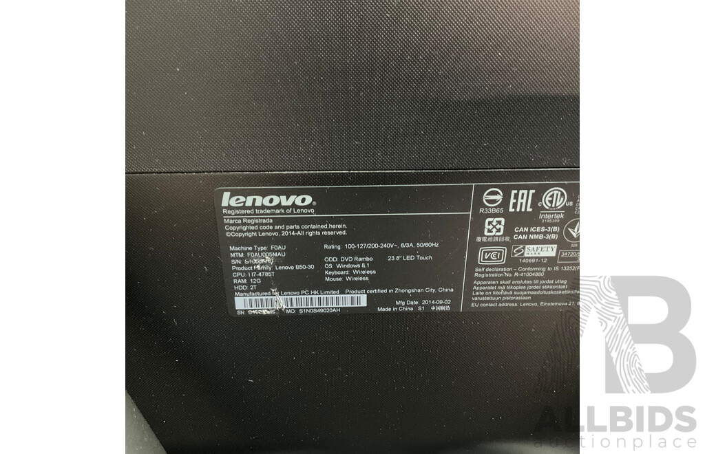 LENOVO Ideacentre B50-30 23.8'' I7 12GB RAM 1TB SSD All-in-One Desktop PC