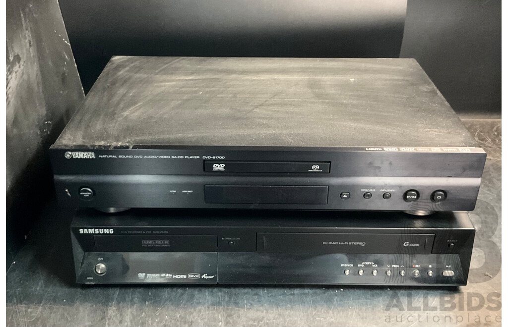 YAMAHA DVD-S1700 DVD Player & SAMSUNG DVD Recorder & VCR (DVD-VR355) - Lot of 2