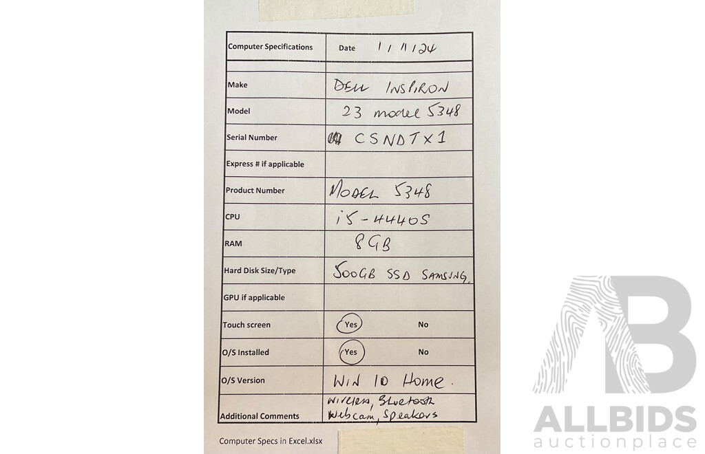 DELL Inspiron 23 (5348) i5 8GB RAM All in One Desktop