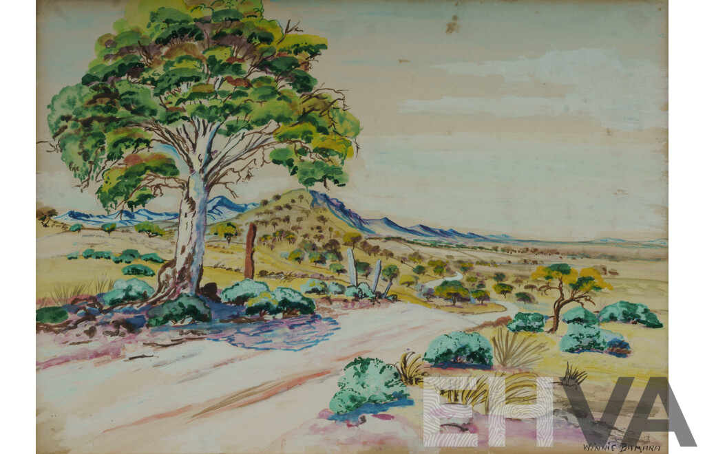 Bamara, Winnie (Born C.1939-1987) Outback Road With Mountain Range