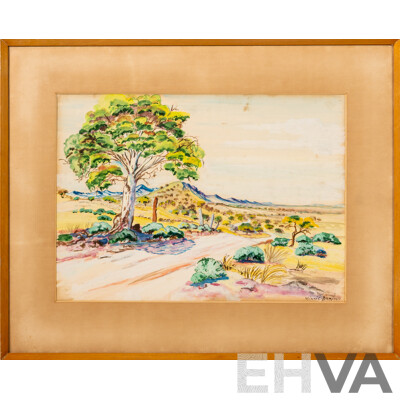 Bamara, Winnie (Born C.1939-1987) Outback Road With Mountain Range
