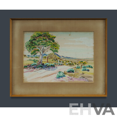 Bamara, Winnie (Born C.1939-1987) Outback Road With Mountain Range