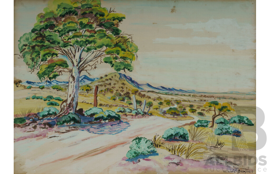Bamara, Winnie (Born C.1939-1987) Outback Road With Mountain Range