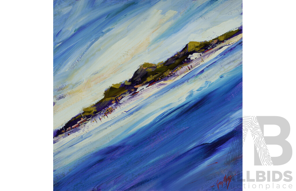 Gary Myers, (20th Century, Australian, 1971-) 'Sailing Off Fraser Island', Acrylic on Canvas, 75 x 75 cm (frame)