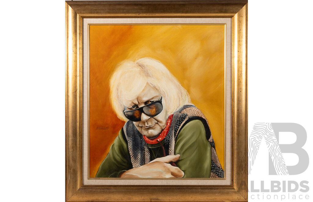 Allan Goddard, (20th Century, Australian, 1950)- Portrait of David Boyd (1924-2011), Oil on Board, 74 x 67 cm (frame)