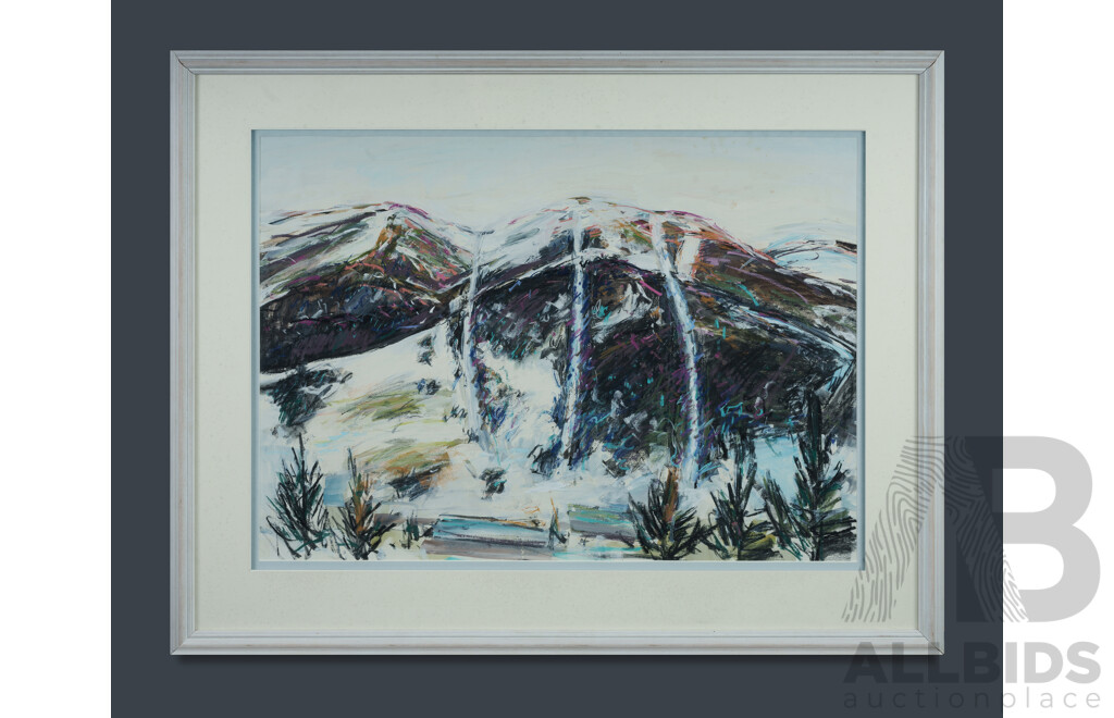 Elizabeth Duguid, (20th Century, Australian,1941-) 'Crackenback Sunset [NSW]', Acrylic & Pastel on Paper, 83.5 x 106.5 cm (frame)