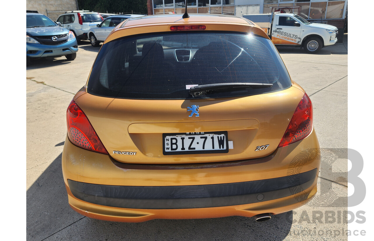 2/2009 Peugeot 207 XT  5d Hatchback Orange 1.6L