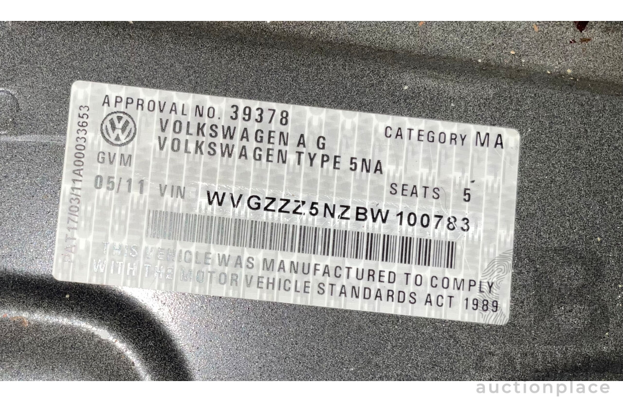 5/2011 Volkswagen Tiguan 125 TSI 5NC MY11 4d Wagon Deep Black Pearl Turbo 2.0L