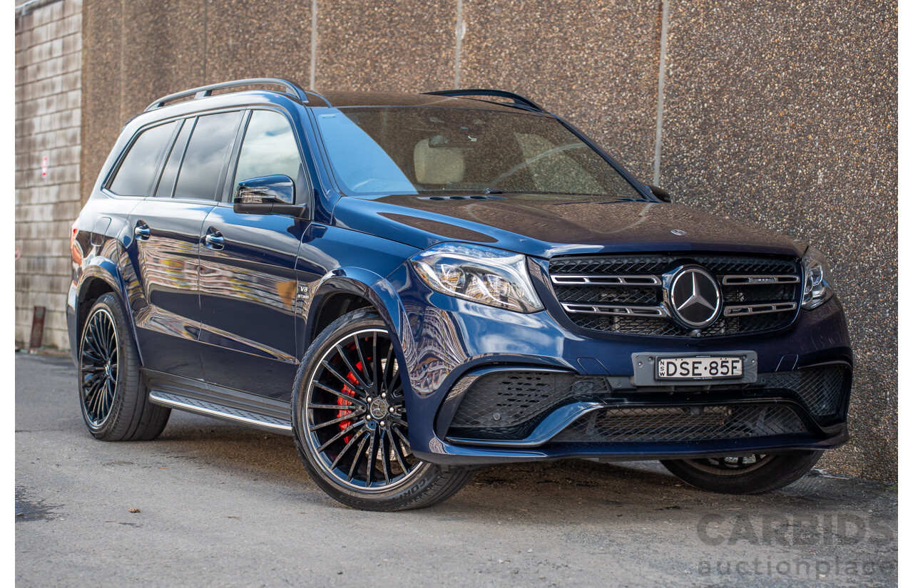 07/2017 Mercedes Benz GLS 63 AMG 4Matic (AWD) X166 MY17 4d Wagon Cavansite Blue Metallic Twin Turbo V8 5.5L - 7 Seater