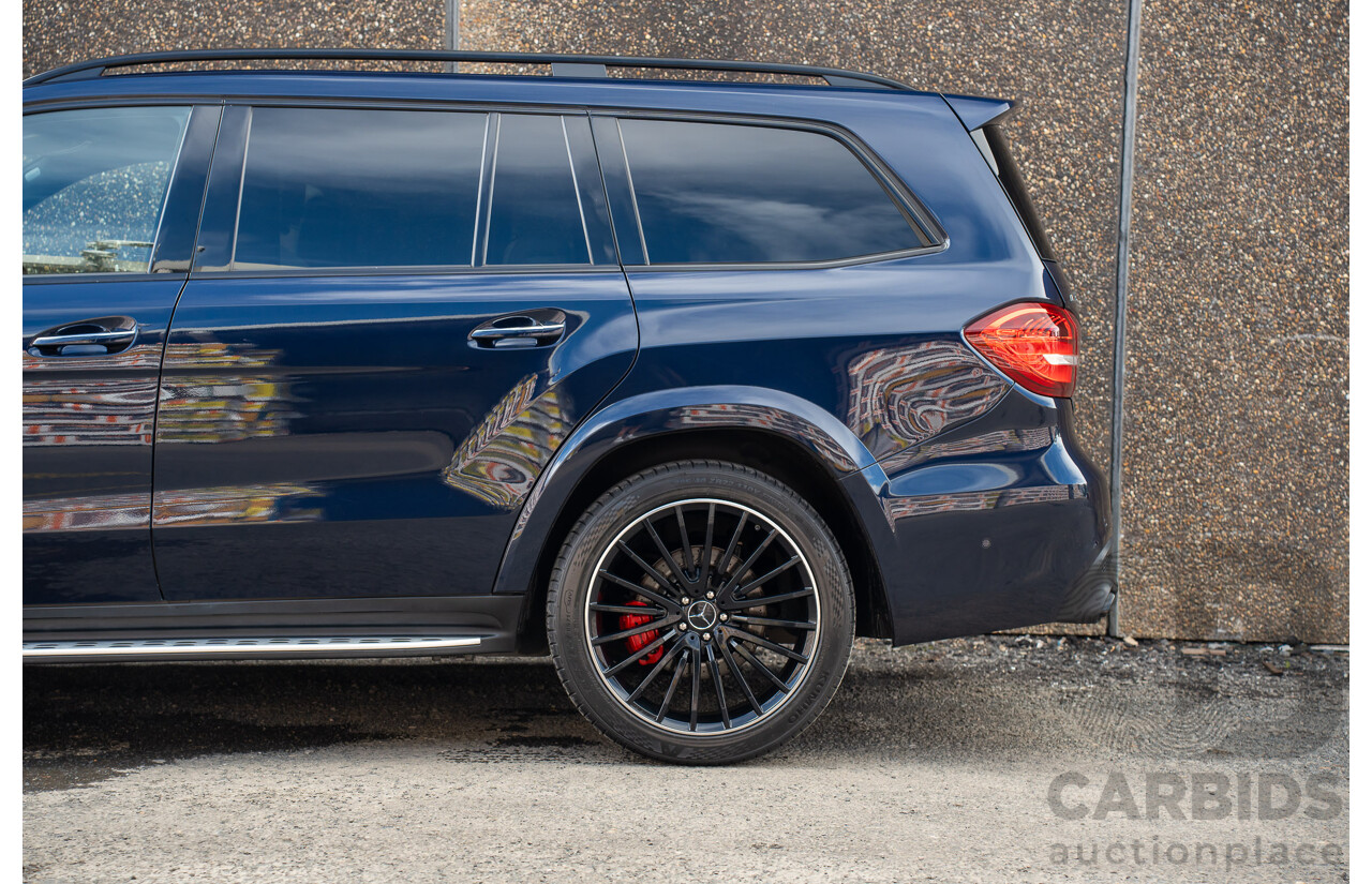 07/2017 Mercedes Benz GLS 63 AMG 4Matic (AWD) X166 MY17 4d Wagon Cavansite Blue Metallic Twin Turbo V8 5.5L - 7 Seater