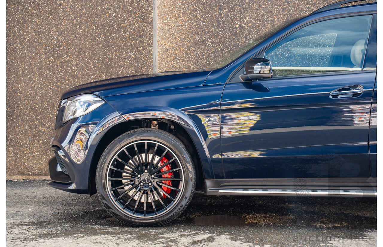 07/2017 Mercedes Benz GLS 63 AMG 4Matic (AWD) X166 MY17 4d Wagon Cavansite Blue Metallic Twin Turbo V8 5.5L - 7 Seater