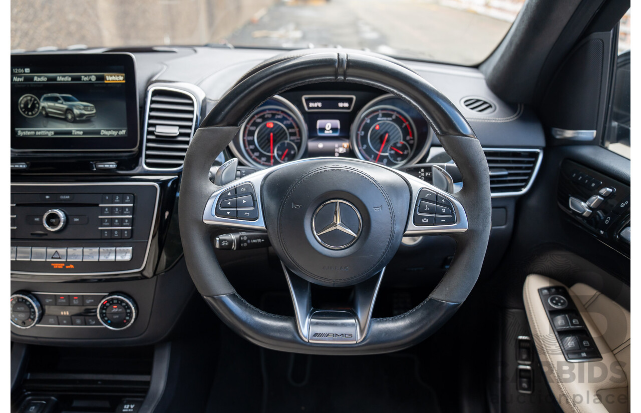 07/2017 Mercedes Benz GLS 63 AMG 4Matic (AWD) X166 MY17 4d Wagon Cavansite Blue Metallic Twin Turbo V8 5.5L - 7 Seater