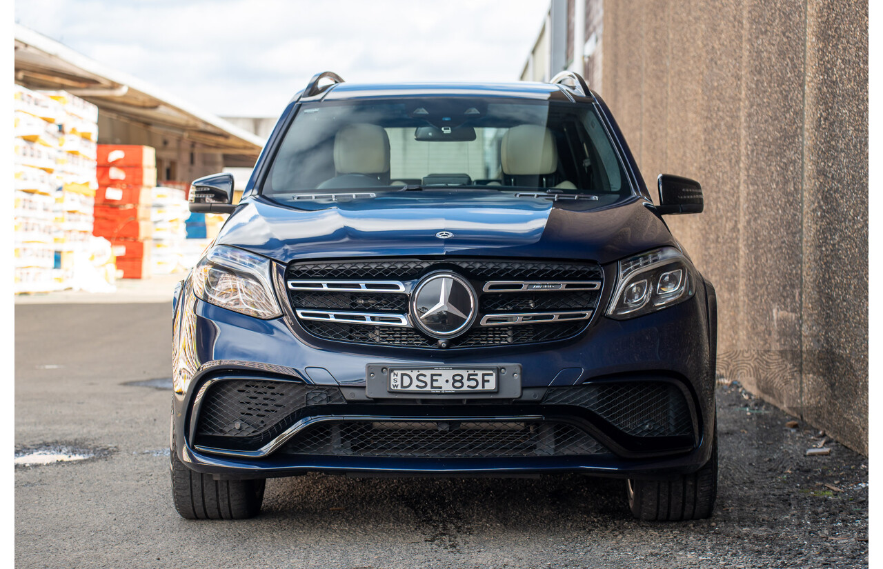 07/2017 Mercedes Benz GLS 63 AMG 4Matic (AWD) X166 MY17 4d Wagon Cavansite Blue Metallic Twin Turbo V8 5.5L - 7 Seater