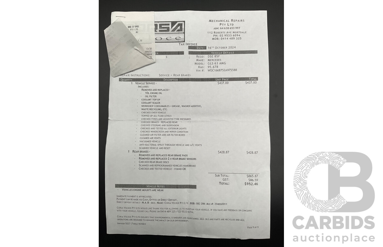 07/2017 Mercedes Benz GLS 63 AMG 4Matic (AWD) X166 MY17 4d Wagon Cavansite Blue Metallic Twin Turbo V8 5.5L - 7 Seater