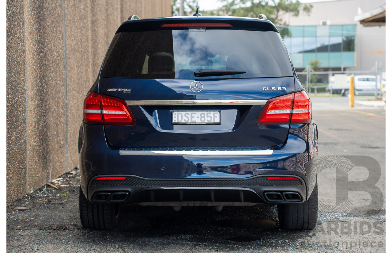 07/2017 Mercedes Benz GLS 63 AMG 4Matic (AWD) X166 MY17 4d Wagon Cavansite Blue Metallic Twin Turbo V8 5.5L - 7 Seater