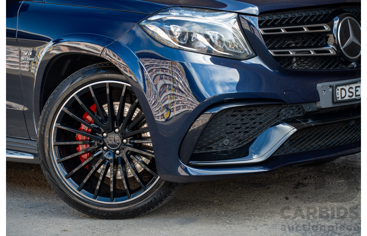 07/2017 Mercedes Benz GLS 63 AMG 4Matic (AWD) X166 MY17 4d Wagon Cavansite Blue Metallic Twin Turbo V8 5.5L - 7 Seater