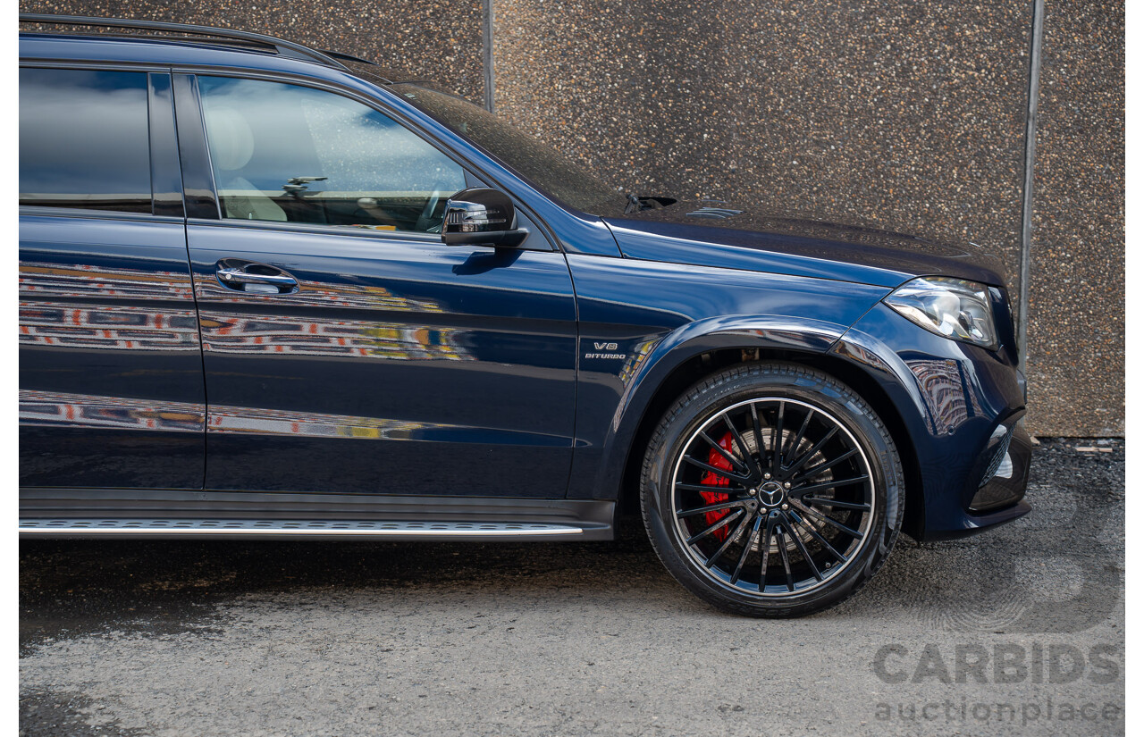 07/2017 Mercedes Benz GLS 63 AMG 4Matic (AWD) X166 MY17 4d Wagon Cavansite Blue Metallic Twin Turbo V8 5.5L - 7 Seater