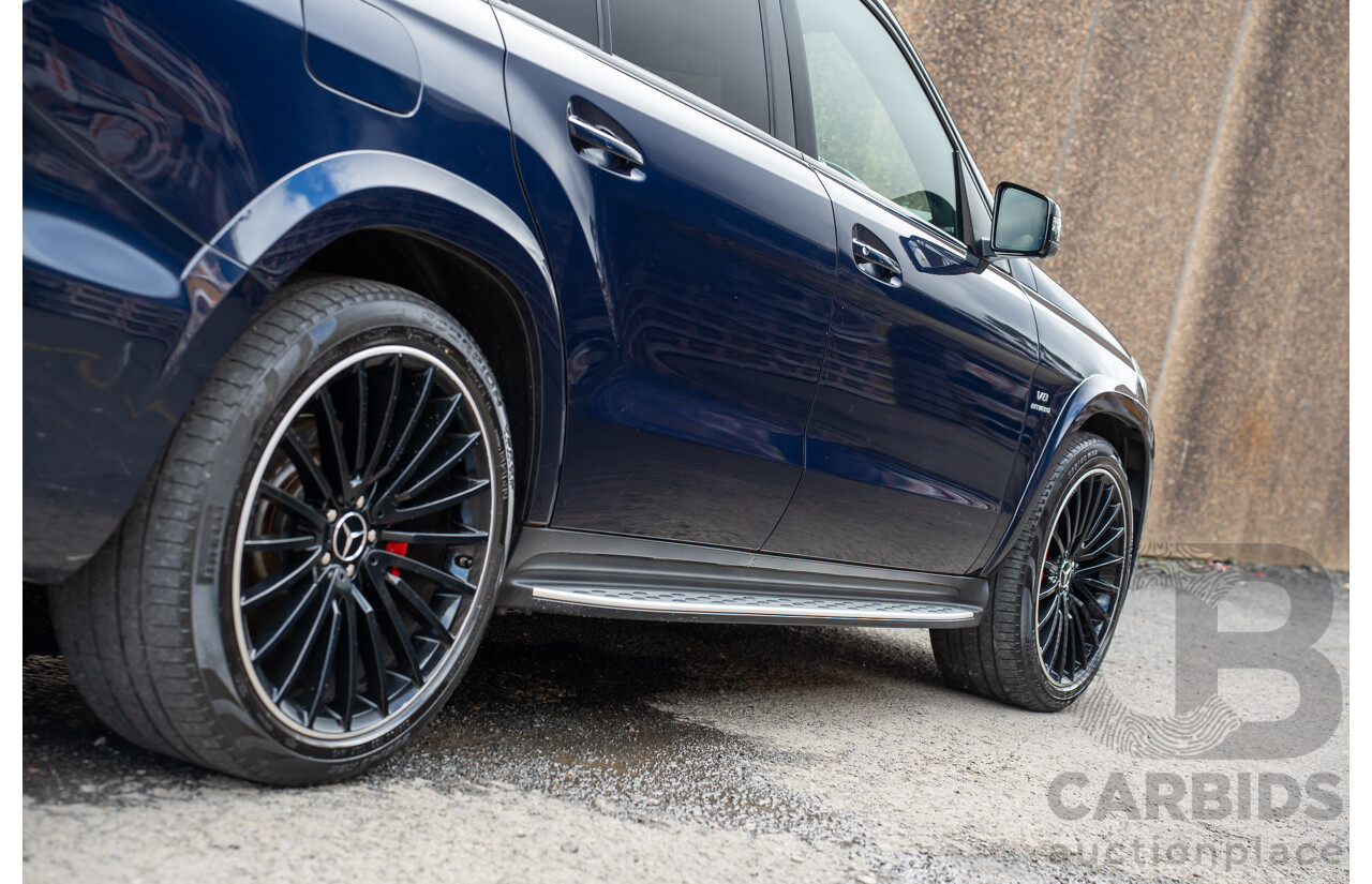 07/2017 Mercedes Benz GLS 63 AMG 4Matic (AWD) X166 MY17 4d Wagon Cavansite Blue Metallic Twin Turbo V8 5.5L - 7 Seater