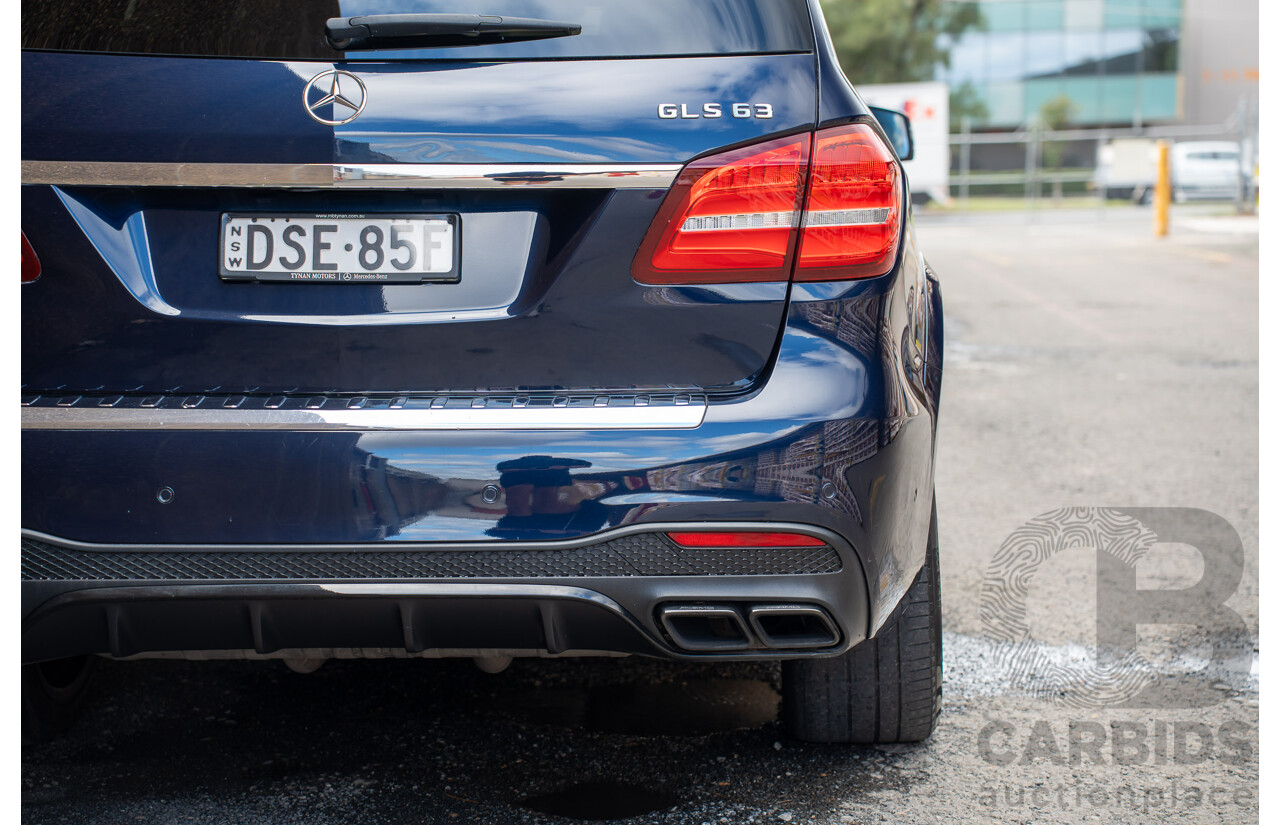 07/2017 Mercedes Benz GLS 63 AMG 4Matic (AWD) X166 MY17 4d Wagon Cavansite Blue Metallic Twin Turbo V8 5.5L - 7 Seater
