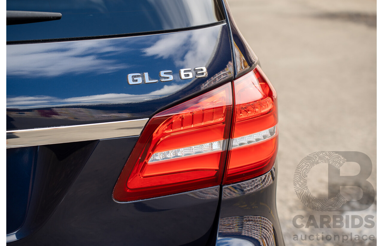 07/2017 Mercedes Benz GLS 63 AMG 4Matic (AWD) X166 MY17 4d Wagon Cavansite Blue Metallic Twin Turbo V8 5.5L - 7 Seater