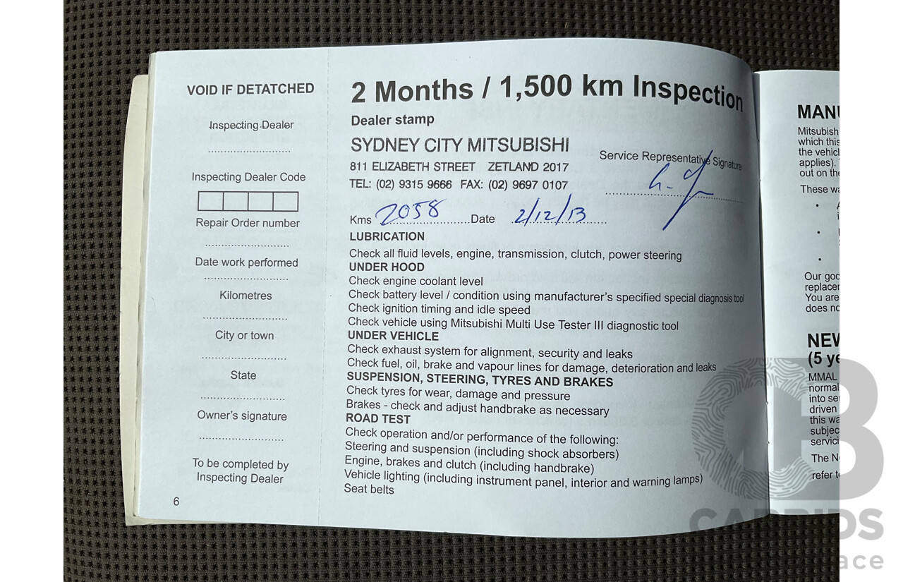 9/2013 Mitsubishi Triton GLX MN MY14 C/Chas Solid White Turbo Diesel 2.5L