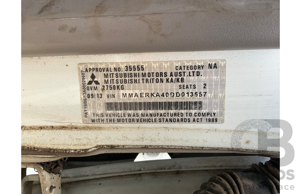 9/2013 Mitsubishi Triton GLX MN MY14 C/Chas Solid White Turbo Diesel 2.5L