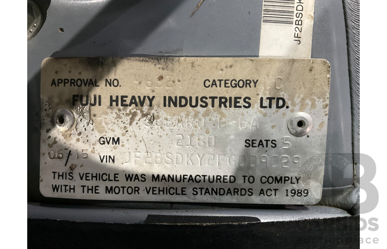 6/2015 Subaru Outback 2.0D Premium MY15 4d Wagon Ice Silver Metallic Turbo Diesel 2.0L