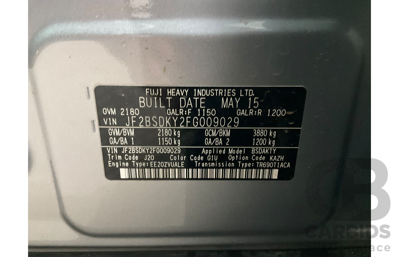 6/2015 Subaru Outback 2.0D Premium MY15 4d Wagon Ice Silver Metallic Turbo Diesel 2.0L