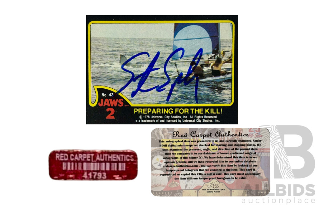 Steven Spielberg Signed 1978 Topps Jaws 2 Card #43 – COA Included – Rare Cinematic Collectible