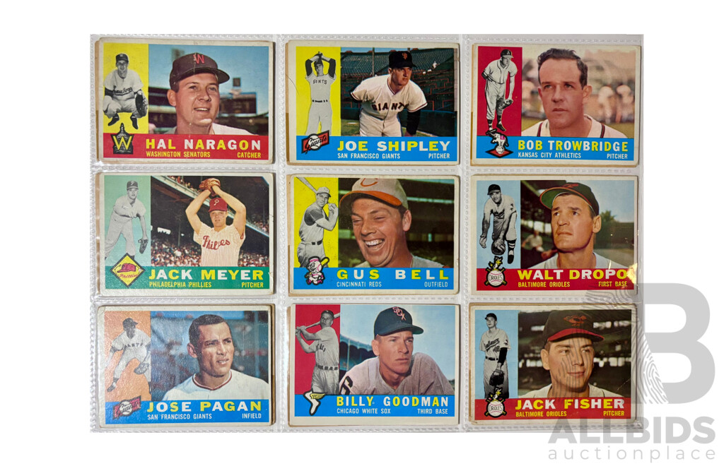 1959 Topps Baseball Lot – 9 Vintage Cards – Bright Borders, Era Icons, and True Nostalgia