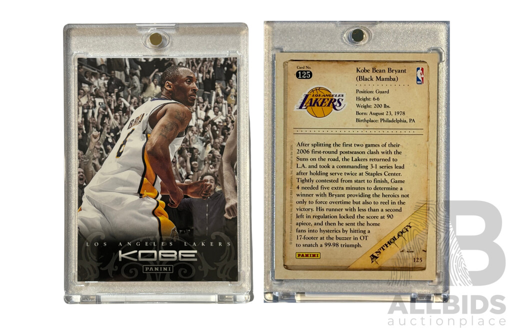 Kobe Bryant Panini Basketball Card – 5 x NBA Champion – Lakers Legend in Monochrome
