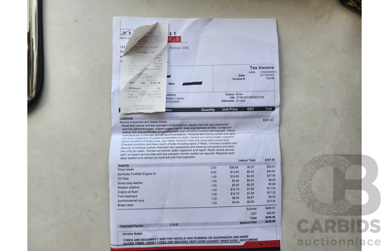 1/2006 Subaru Liberty 3.0r-B MY06 4d Sedan Grey 3.0L